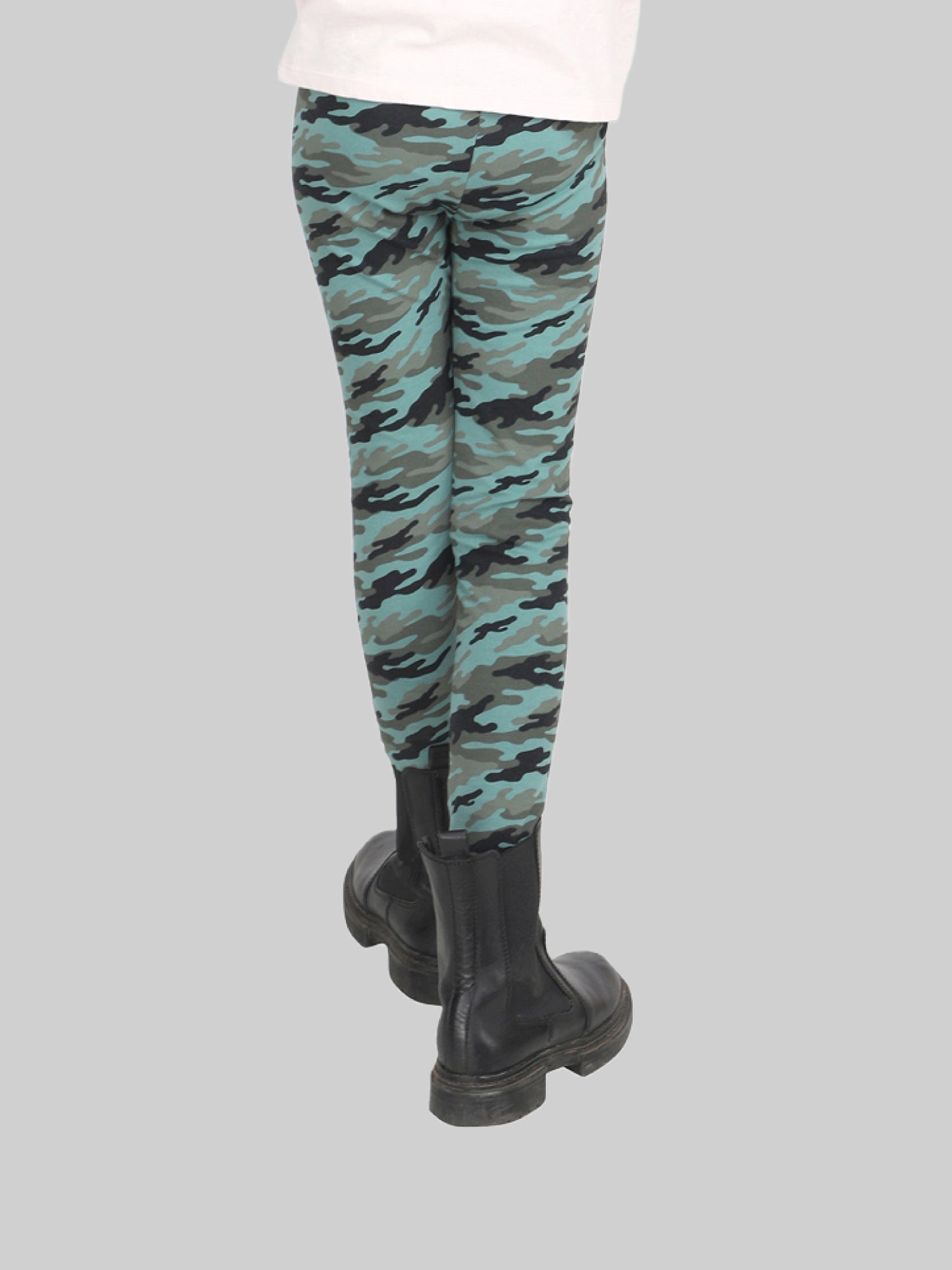 Green Camouflage Girls Leggings